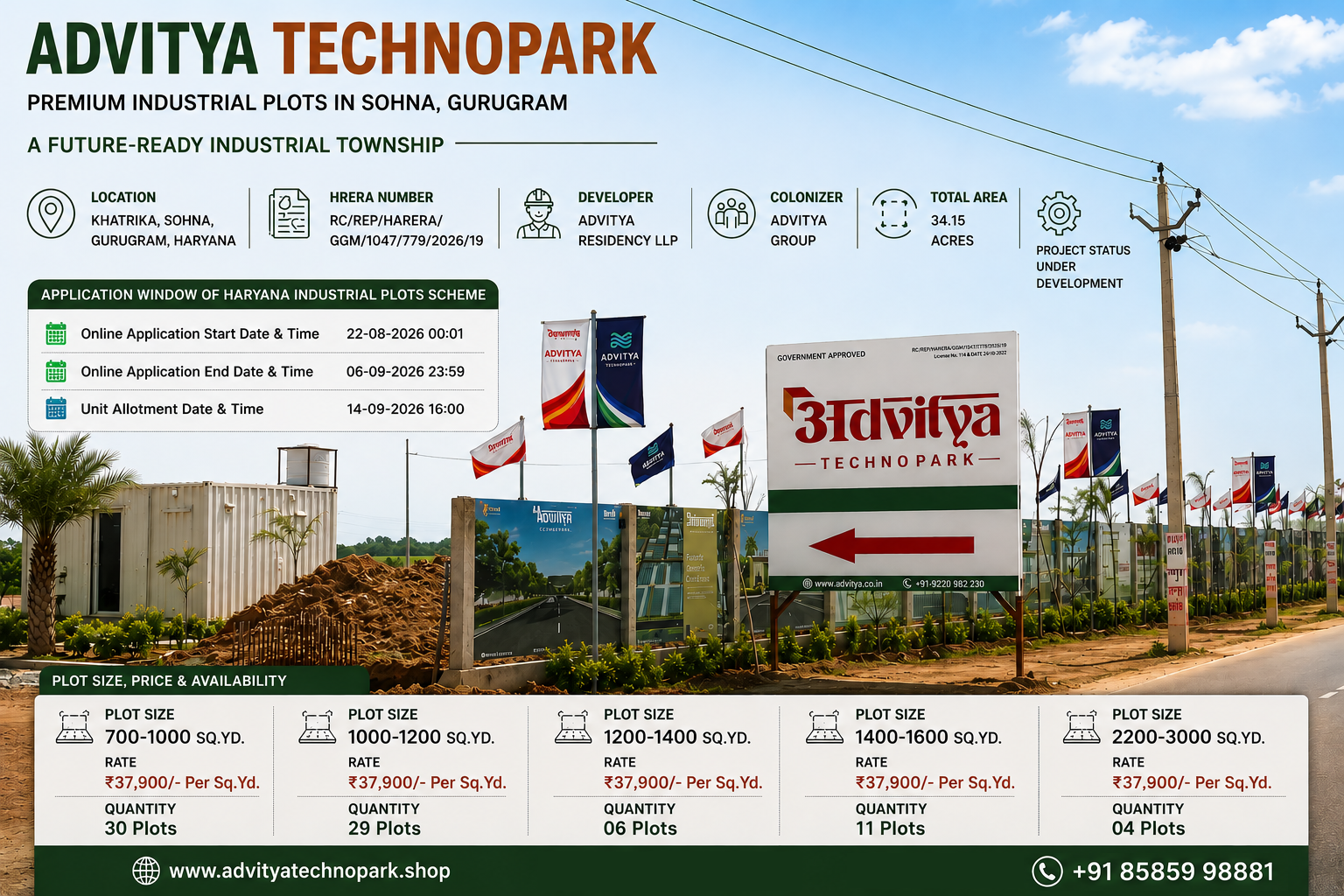 Advitya Industrial Township Sohna premium industrial plots near Delhi NCR in Haryana