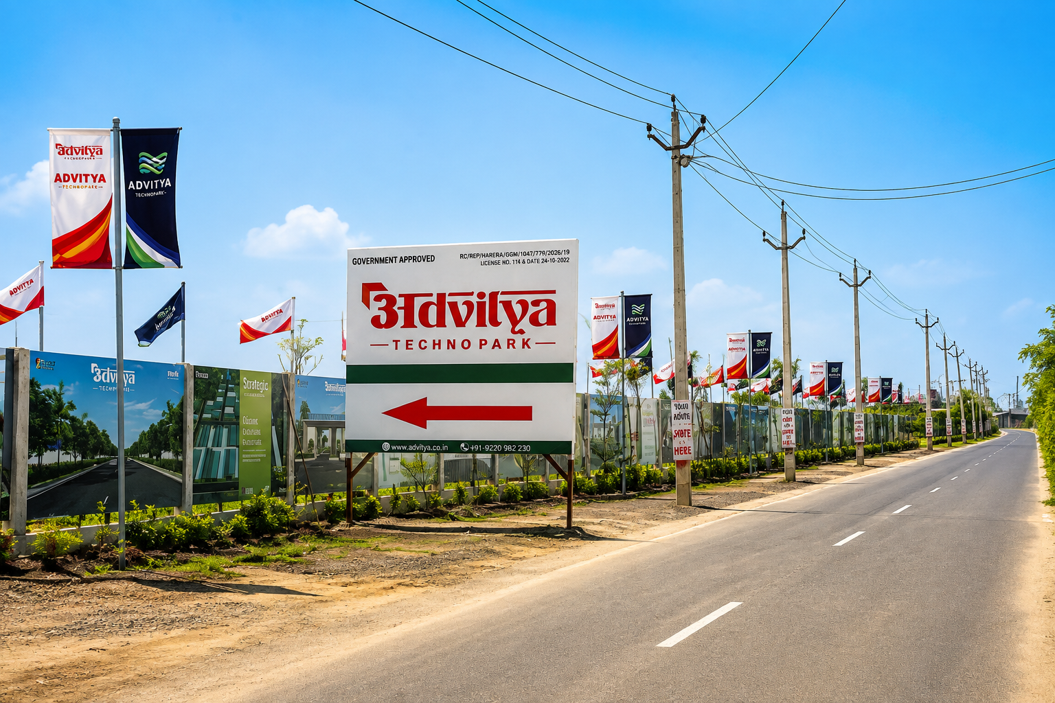 Advitya Techno Park Sohna road entrance with industrial township development in Haryana